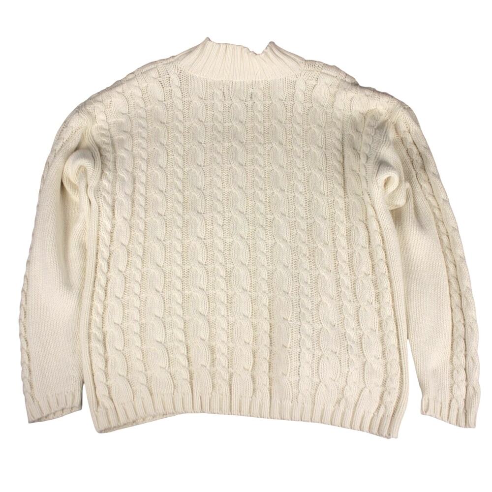 Eddie Bauer Cream Sweater Small Pullover Floral 3D Embroidery Cottagecore - Picture 4 of 11